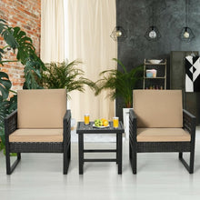 Load image into Gallery viewer, 3Pcs Patio Rattan Bistro Cushioned Furniture Set
