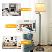 Load image into Gallery viewer, Swing Arm LED Floor Lamp with Hanging Fabric Shade
