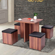 Load image into Gallery viewer, 5 pcs Wood Kitchen Dinette Storage Ottoman Stool Table Set
