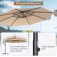 Load image into Gallery viewer, 10&#39; Patio Outdoor Sunshade Hanging Umbrella without Weight Base-Beige

