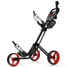 Load image into Gallery viewer, Folding 3 Wheels Golf Push Cart with Brake Scoreboard Adjustable Handle-Red
