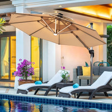 Load image into Gallery viewer, 12ft 360? Rotation Aluminum Solar LED Patio Cantilever Umbrella-Beige
