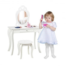 Load image into Gallery viewer, Kids Princess Makeup Dressing Play Table Set with Mirror -White
