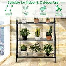 Load image into Gallery viewer, 3-Tier Scrollwork Designed Metal Plant Stand-Black
