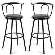 Load image into Gallery viewer, Set of 2 Swivel Seat Metal Frame Bar Stools with Footrest
