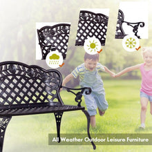 Load image into Gallery viewer, 42.5&quot; Outdoor Furniture Cast Aluminum Antique Garden Bench

