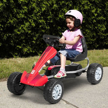Load image into Gallery viewer, Kids Powered 4 Wheel Adjustable Seat  Pedal Go Kart-Red
