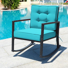 Load image into Gallery viewer, Patio Rattan Rocker Outdoor Glider Rocking Chair Cushion Lawn-Turquoise
