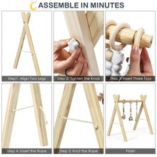 Load image into Gallery viewer, 3 Wooden Baby Teething Toys Hanging Bar-Natural
