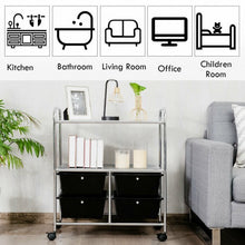 Load image into Gallery viewer, 4 Drawers Shelves Rolling Storage Cart Rack-Black
