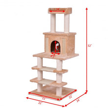 Load image into Gallery viewer, 52&quot; Tower Condo Scratching Post Cat Tree w/ Rope and Mouse-Beige
