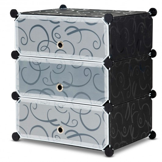 DIY 3 Cube 6 Pair Space Saving Portable Shoe Storage Cabinet