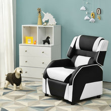 Load image into Gallery viewer, Kids Youth PU Leather Gaming Sofa Recliner with Headrest and Footrest-White
