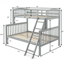 Load image into Gallery viewer, Twin over Full Bunk Bed Rubber Wood Convertible with Ladder Guardrail-Gray
