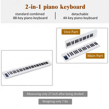 Load image into Gallery viewer, 2 in 1 Attachable Digital Piano Keyboard 88/44 Touch sensitive Key w/ MIDI-White

