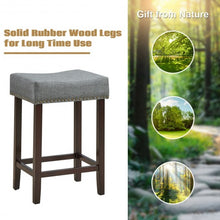 Load image into Gallery viewer, 2 pcs Nailhead Saddle Bar Stools with Fabric Seat &amp; Wood Legs-Gray
