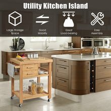 Load image into Gallery viewer, Bamboo Kitchen Trolley Cart with Tower Rack and Drawers
