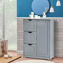 Load image into Gallery viewer, Bathroom Floor Cabinet Side Storage Cabinet with 3 Drawers and 1 Cupboard-Gray
