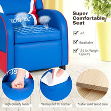 Load image into Gallery viewer, Kids Leather Recliner Chair with Side Pockets-Blue
