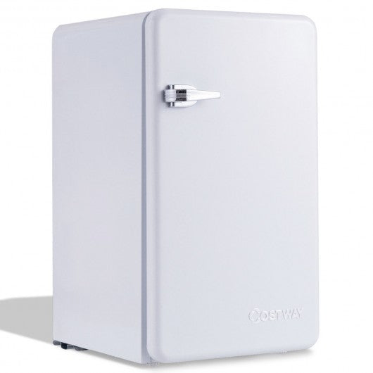 3.2 Cu Ft Retro Compact Refrigerator w/ Freezer Interior Shelves Handle-White