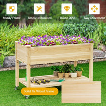 Load image into Gallery viewer, Wood Elevated Planter Bed with Lockable Wheels Shelf and Liner
