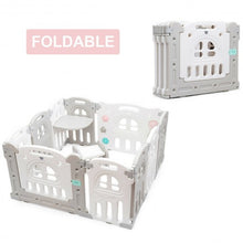 Load image into Gallery viewer, 10-Panel Foldable Baby Playpen with Tray Table &amp; Desk
