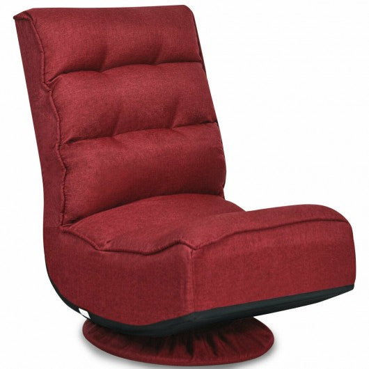 5-Position Folding Floor Gaming Chair-Wine Red