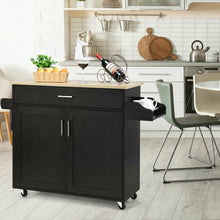 Load image into Gallery viewer, Rolling Kitchen Island Cart with Towel and Spice Rack-Black
