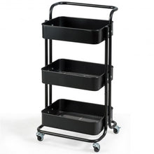 Load image into Gallery viewer, 3-Tier Metal Rolling Storage Cart Trolley 2 Brakes with Handle
