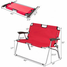 Load image into Gallery viewer, 2 Person Folding Camping Bench Portable Double Chair-Red
