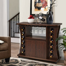 Load image into Gallery viewer, Rolling Buffet Sideboard Wooden Bar Storage Cabinet-Walnut
