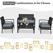 Load image into Gallery viewer, 4 PCS Patio Rattan Cushioned Furniture Set -Black
