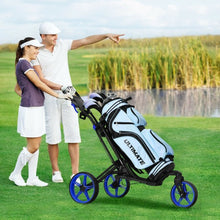 Load image into Gallery viewer, Folding Golf Push Cart with Scoreboard Adjustable Handle Swivel Wheel-Blue
