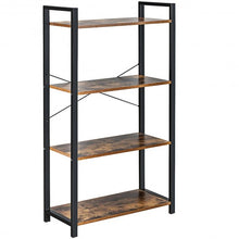 Load image into Gallery viewer, 4-Tier Rustic Bookshelf Industrial Bookcase Diaplay Shelf Storage Rack -Brown
