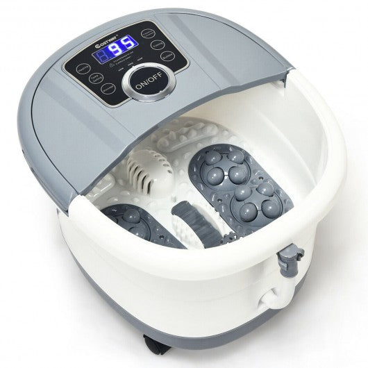 Portable Electric Foot Spa Bath Shiatsu Roller Motorized Massager-Gray