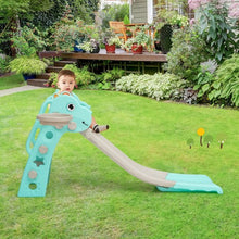 Load image into Gallery viewer, 3 in 1 Kids Slide Baby Play Climber Slide Set with Basketball Hoop -Green
