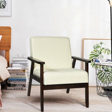 Load image into Gallery viewer, Solid Rubber Wood Fabric Accent Armchair-Beige
