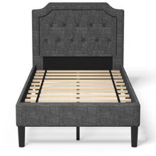 Load image into Gallery viewer, Linen Twin Upholstered Platform Bed with Frame Headboard Mattress Foundation
