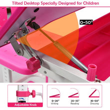 Load image into Gallery viewer, Height Adjustable Kids Desk and Chair Set-Pink
