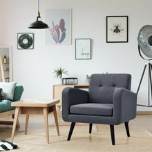 Load image into Gallery viewer, Modern Upholstered Comfy Accent Chair Single Sofa with Rubber Wood Legs-Gray
