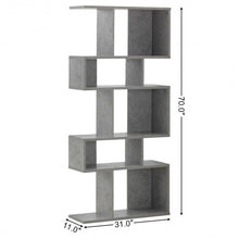 Load image into Gallery viewer, 5 Cubes Ladder Shelf Corner Bookshelf Display Rack Bookcase-Gray
