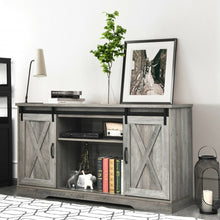 Load image into Gallery viewer, 59&quot; TV Stand with Adjustable Shelf and Sliding Barn Door Cabinet-Gray
