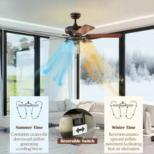 Load image into Gallery viewer, 52&quot; Ceiling Fan Light with Pull Chain and 5 Bronze Finished Reversible Blades
