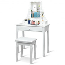 Load image into Gallery viewer, 10 LED Lighted Mirror and 3 Drawers Vanity Table Set-White
