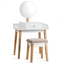 Load image into Gallery viewer, Wooden Makeup Dressing Mirror Table Set with Drawer
