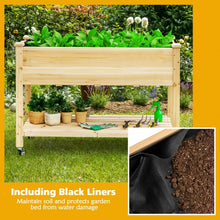 Load image into Gallery viewer, Wood Elevated Planter Bed with Lockable Wheels Shelf and Liner
