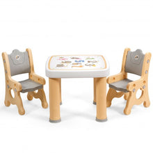 Load image into Gallery viewer, Adjustable Kids Activity Play Table and 2 Chairs Set withStorage Drawer-Natural
