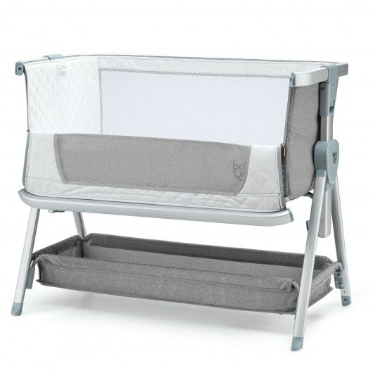 Baby Bed Side Crib Portable Adjustable Infant Travel Sleeper Bassinet-Gray