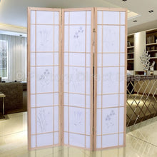 Load image into Gallery viewer, 3 Panels Printing Flower Solid Wood Room Screen-Natrual
