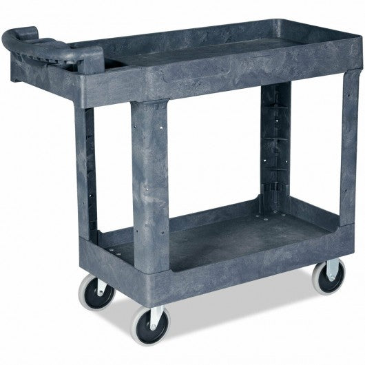 Plastic Utility Service Cart 550 lbs Capacity 2 Shelves Rolling